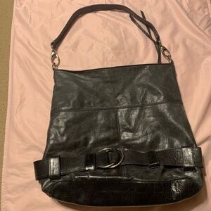 Vintage Latico NJ Charcoal Grey Leather Bag